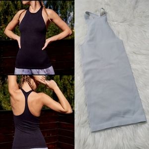 NEW FP Movement Long Fitted Racerback Tank Top in Light Gray Size XS/S